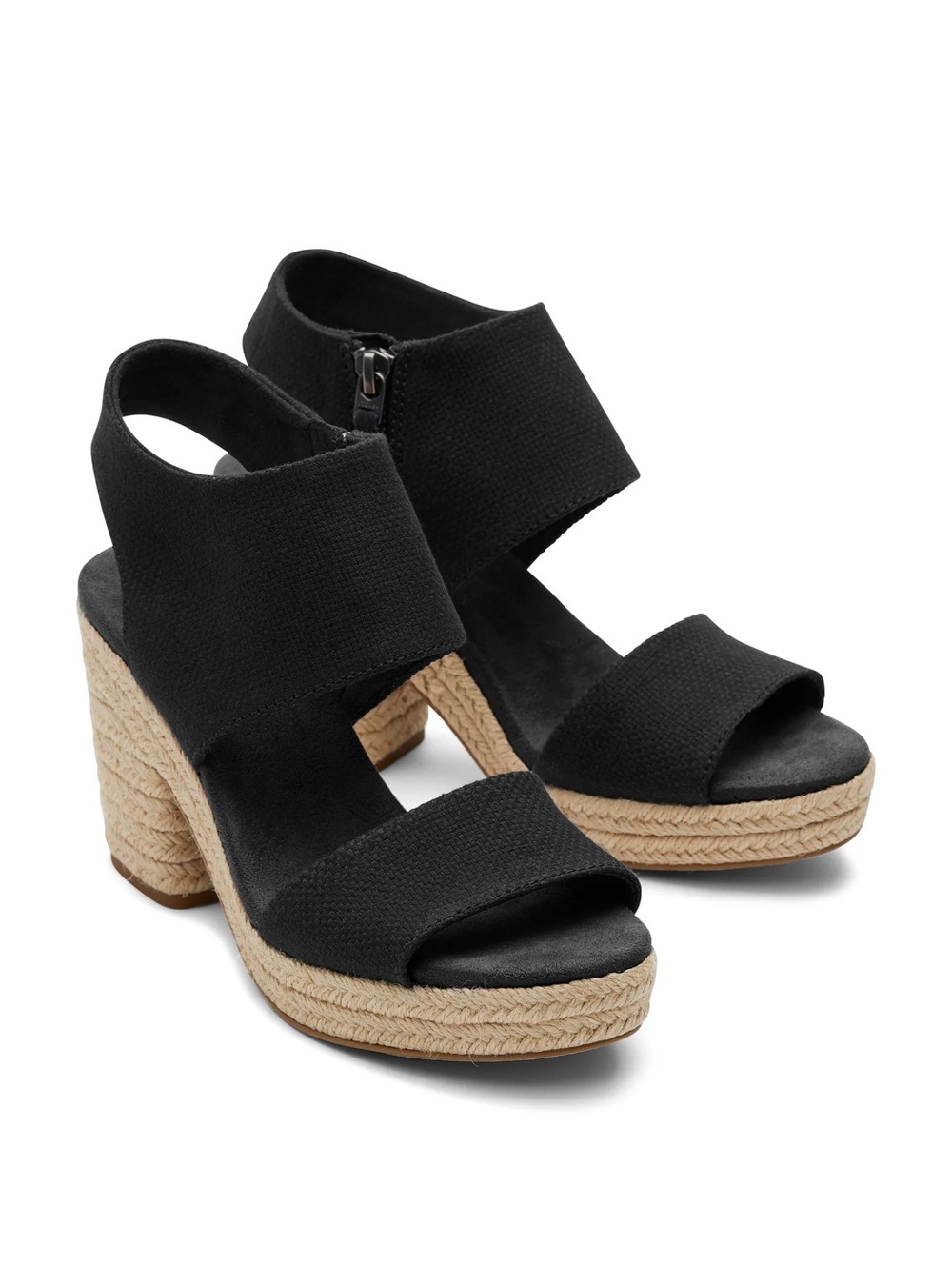 TOMS Majorca Rope Platform Sandal - Basket Weave Black
